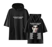 Felpa con cappuccio Merch Damiano David Funny Little Fears World Tour 2025 Girocollo Unisex Manica corta, Nero , L