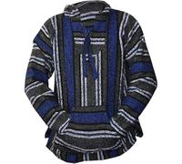 Felpa con cappuccio messicana Hippie Surf Poncho, maglione maglione da uomo con cappuccio, Blu marino, XL