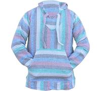 Felpa con cappuccio messicana Hippie Surf Poncho Pullover Maglione Uomo Maglione Inverno, Celeste., L
