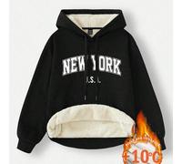 Felpa con cappuccio morbida e oversize da donna, con stampa di New York, cerniera a mezzo chiusura lampo, collo alto, coulisse, adatta per autunno/inverno L,M,S,XL,XS,XXL,XXS,XXXL,XXXXLColore unicoTes