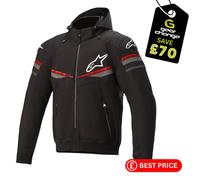 Felpa con cappuccio moto Alpinestars Sector v2 Tech nera rossa brillante con ...