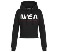 Felpa Con Cappuccio NASA Insignia Donna Nera Nuova