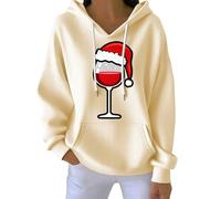 Felpa con cappuccio natalizia da donna, camicetta con cappuccio, oversize, autunnale, alla moda, a maniche lunghe, casual, per allenamento, feste, regali di Natale, giallo chiaro, XL