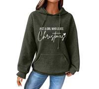 Felpa con cappuccio natalizia da donna, con scritta "Just a girl who loves Christmas", stile casual, per feste, per interni ed esterni, regali di Natale, AG., XXL