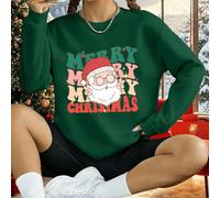 Felpa con cappuccio natalizia da donna, tinta unita, a maniche lunghe, con spalle scese, stile vintage americano retrò, foderata in pile bianco, a tema natalizio. La parte anteriore presenta una scrit