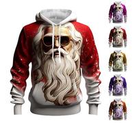 Felpa con cappuccio natalizia da uomo con grafica con cappuccio Old Man Stampata Felpe con cappuccio divertente Babbo Natale felpe con cappuccio a maniche lunghe maglioni con cappuccio alla moda felpe