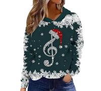 Felpa con cappuccio natalizio da donna, elegante maglione natalizio con puro costume di Natale, maglione natalizio casual da donna, A1 verde scuro, 3XL