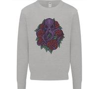 Felpa Con Cappuccio Octopus Skull Cthulhu Kraken Con Rose Uomo