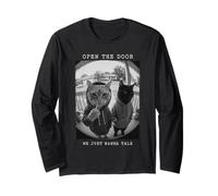 Felpa con Cappuccio Open The Door Peephole We Just Wanna Talk Cats Maglia a Manica