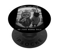 Felpa con cappuccio Open The Door Peephole We Just Wanna Talk Cats PopSockets PopGrip Adesivo