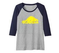 Felpa con Cappuccio Oregon State Flag - Castoro Maglia con Maniche Raglan, Donna, Navy/Grigio (Athletic Heather), S