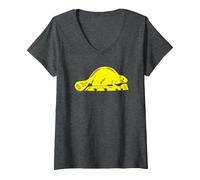 Felpa con Cappuccio Oregon State Flag - Castoro Maglietta con Collo a V, Donna, Grigio Scuro, XL