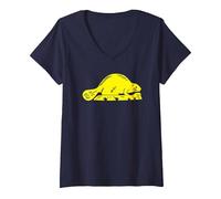 Felpa con Cappuccio Oregon State Flag - Castoro Maglietta con Collo a V, Donna, Navy, M
