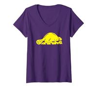 Felpa con Cappuccio Oregon State Flag - Castoro Maglietta con Collo a V, Donna, Viola, M