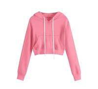Felpa con cappuccio oversize, alla moda, da donna, corta, Colore: rosa., S