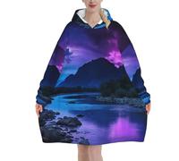 Felpa con cappuccio oversize Blue Galaxy, calda e soffice, per adulti, con