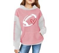 Felpa con cappuccio oversize con stampa a nido d'ape e tasca, oversize, colore a contrasto, per palestra, in pile, per il rientro a scuola, abbigliamento caldo per adolescenti, Rosa #2., 9-10 Years