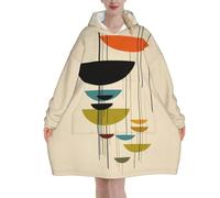 Felpa con cappuccio oversize con stampa moderna di metà secolo, flanella super morbida e calda, per adulti, donne e uomini
