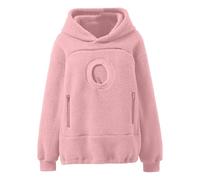 Felpa con cappuccio oversize da donna con collo ad anello e tasca frontale | Pullover lungo con cappuccio oversize, tasca frontale a marsupio e dettaglio centrale circolare, con un aspetto morbido