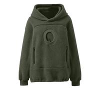 Felpa con cappuccio oversize da donna con collo ad anello e tasca frontale | Pullover lungo con cappuccio oversize, tasca frontale a marsupio e dettaglio centrale circolare, con un aspetto morbido