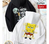 Felpa con cappuccio oversize da donna con stampa basic, coulisse e fodera in pile. Presenta un divertente motivo SpongeBob SquarePants sul davanti, dove il personaggio appare giocosamente "fissato" co