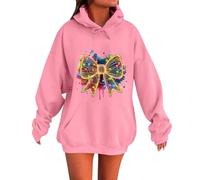 Felpa con cappuccio oversize da donna pullover a maniche lunghe felpa autunno inverno pile termico top con tasche, Rd1., L