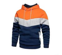 Felpa con cappuccio oversize da uomo a blocchi di colore, a maniche lunghe, casual, sportiva, per primavera e autunno, abbigliamento quotidiano, rosso, giallo, arancione, verde, bianco, disponibile