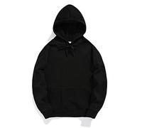 Felpa con cappuccio oversize da uomo, casual, a maniche lunghe, morbida, comoda, in tinta unita, carina Y2K, abbigliamento estetico per adolescenti, Nero#b2, L