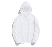 Felpa con cappuccio oversize da uomo, casual, a maniche lunghe, morbida, comoda, in tinta unita, carina Y2K, abbigliamento estetico per adolescenti, Bianco#b2, L