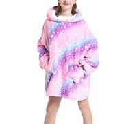 Felpa con cappuccio oversize in pile sherpa gigante con cappuccio, soffice e calda coperta con tasca frontale per bambini adolescenti, Viola, XXL/ 4XL