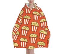 Felpa con cappuccio oversize indossabile della coperta di flanella del modello del popcorn del fumetto per gli adulti, felpa coperta con cappuccio a maniche