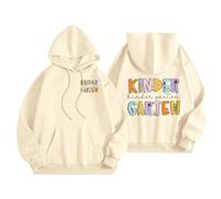 Felpa con cappuccio oversize per insegnanti, abiti da rientro, scuola per ragazze e donne, felpa alla moda per il primo giorno di scuola, maglione a maniche lunghe, top basic casual, Rosa, L