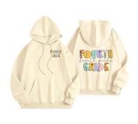 Felpa con cappuccio oversize per insegnanti, abiti da rientro, scuola per ragazze e donne, felpa alla moda per il primo giorno di scuola, maglione a maniche lunghe, top basic casual, Nero , XXL
