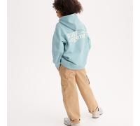 Felpa con cappuccio, oversize, sole stampato davanti, scritta stampata dietro Blu 14 anni - 162 cm Fantasia