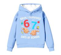 Felpa con cappuccio per bambini 67 Six Seven stampata Pullover Top Holiday Vintage Number Felpa a maniche lunghe Novità Festival Costume per bambini, Azzurro, 5-6 Years