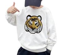 Felpa con Cappuccio per Bambini Che Cambia Colore con Glitter, Motivo Panda e Tigre, Manica Lunga, Casual, per Ragazzi e Ragazze#G