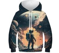 Felpa con cappuccio per bambini con stampa 3D colorata galassia leone felpa unisex ragazzi ragazze manica lunga cool divertente pullover casual felpa, Last_man_standing, 13-15 Years