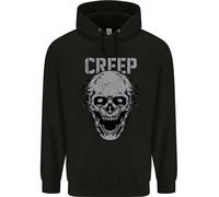 Felpa Con Cappuccio Per Bambini Creep Teschio Umano Gotico Rock Musica Metal