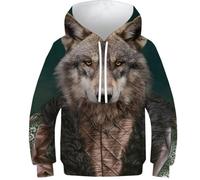 Felpa con cappuccio per bambini e adolescenti, con stampa 3D, con panda e panda, felpa con cappuccio con tasca, giacca a maniche lunghe divertente e alla moda, Il lupo medievale, 7-9 Years