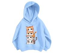Felpa con cappuccio per bambini e ragazze, stile casual, con stampa di animali dei cartoni animati, felpa con cappuccio senza tasca