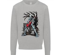 Felpa Con Cappuccio Per Bambini Graveyard Rock Chitarra Teschio Heavy Metal