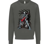 Felpa Con Cappuccio Per Bambini Graveyard Rock Chitarra Teschio Heavy Metal