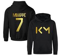 Felpa con cappuccio per bambini Mbappe # 7 Jersey Football Kylian Mbappe #10 Goat 2023 Maglione da calcio per ragazzi Regali di calcio PSG Ligue 1 Maglione della squadra francese, Nero , 7-8 Years