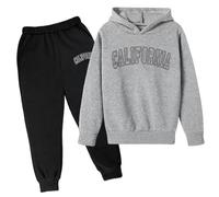 Felpa con cappuccio per bambini Set Stampato a maniche lunghe Casual Out Wear Biancheria intima popolare Combinazione 2025 Abbigliamento per ragazzi alla moda, grigio scuro, 5-6 Jahre