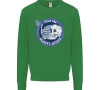 Felpa Con Cappuccio Per Bambini Skull E Butterfly Trova La Bellezza Dentro