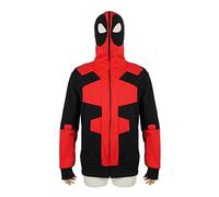 Felpa con cappuccio per i fan della Deadpool con maschera, con cappuccio e cerniera nel design Wade Wilson, taglie: S - L, Nero , S