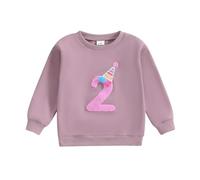 Felpa con cappuccio per il primo compleanno, per bambini e bambine, a maniche lunghe, girocollo, con stampa di lettere, felpa con cappuccio, per autunno e inverno, per bambino (viola 2, 2-3 anni),