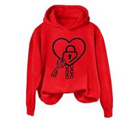 Felpa con cappuccio per ragazze con cappuccio in caldo pile foderato felpa con cappuccio pullover top con stampa a cuore lettere d'amore stampate top invernali atletico autunno moda vestibilità