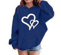 Felpa con Cappuccio per Ragazze Felpe Maniche Lunghe con Tasca a Marsupioe e Stampa Cuore Maglione Oversize Casual Hoodie Moda Sweatshirt Invernale Caldo Pullover Leggere Comode (Navy, 5-6 Years)