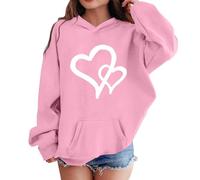 Felpa con Cappuccio per Ragazze Felpe Maniche Lunghe con Tasca a Marsupioe e Stampa Cuore Maglione Oversize Casual Hoodie Moda Sweatshirt Invernale Caldo Pullover Leggere Comode (4-5 Years)